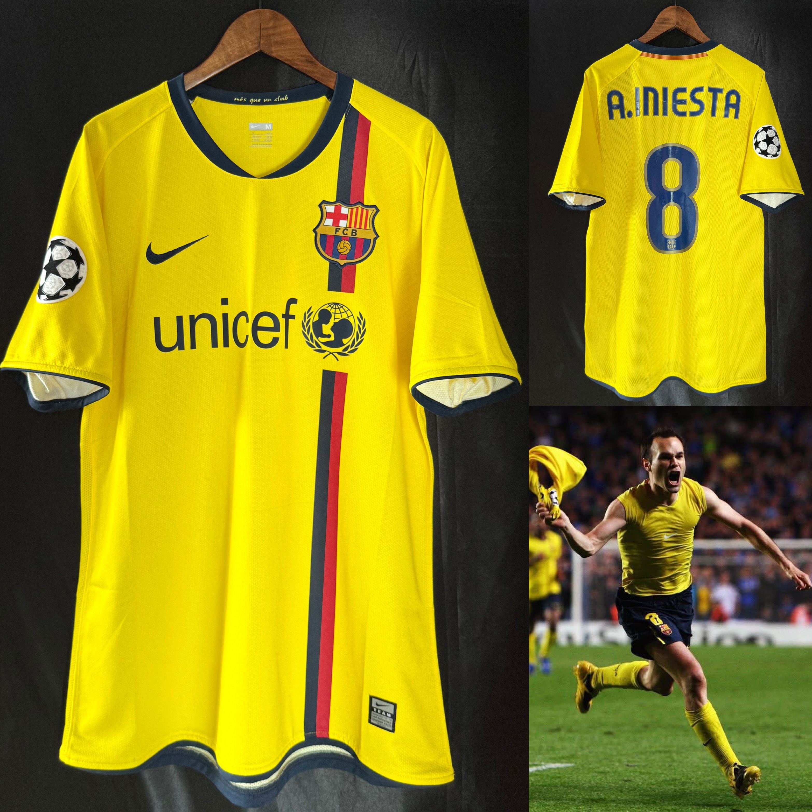 (Match Issue) FC Barcelona 2007-2009 UEFA Champions League Nike Away Match Issue Shirt #8 A INIESTA