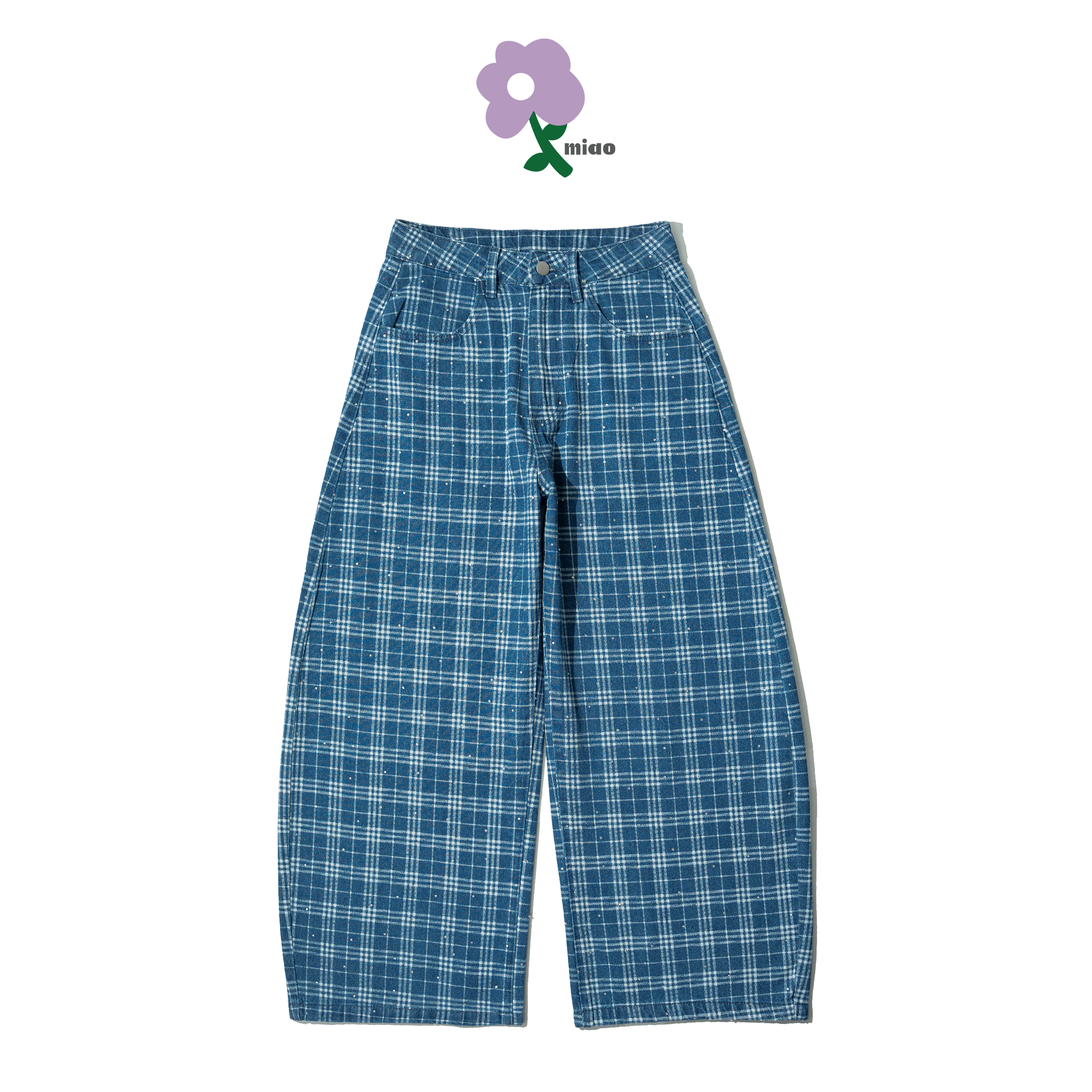 AGILITY MIAO Checked Denim Curved Pants 格紋牛仔 彎刀長褲 [M-DP8]