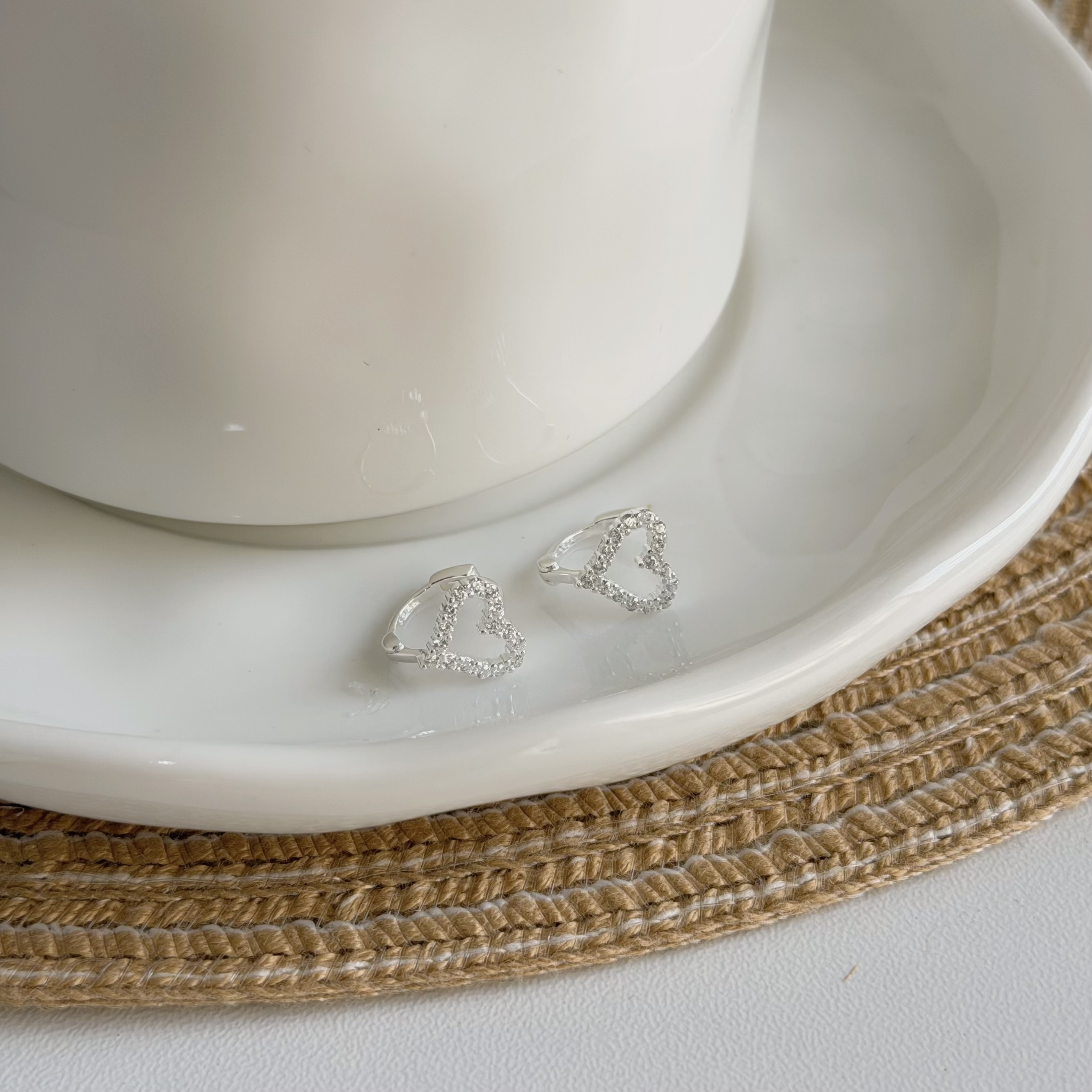 Y450排鑽簍空愛心純銀易扣