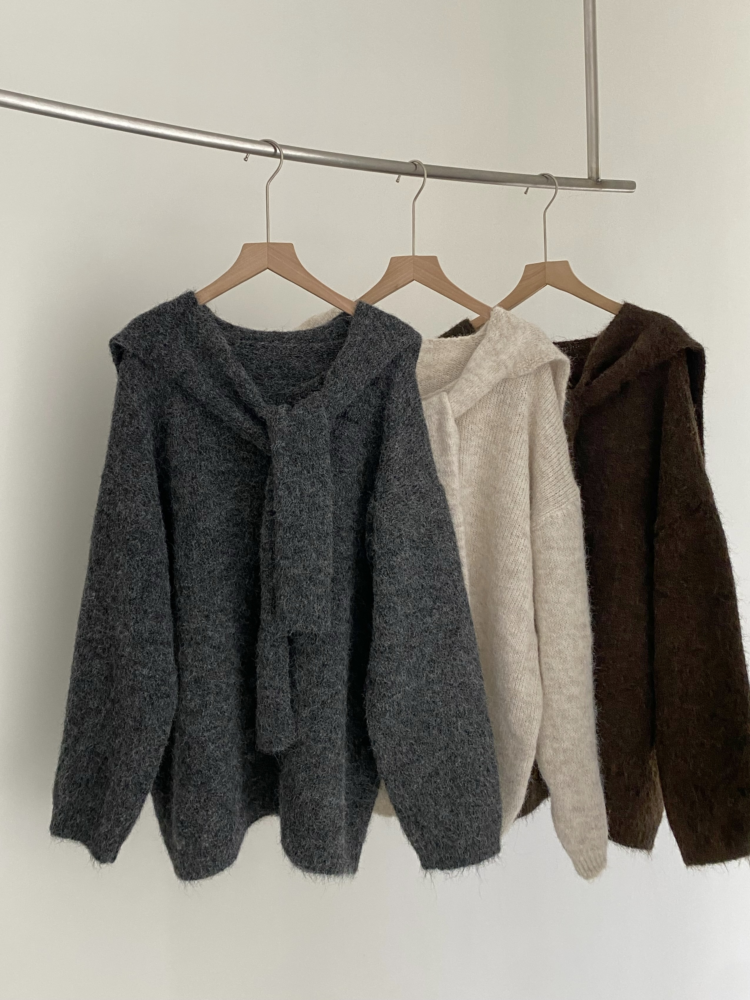 寬鬆V領披肩兩件式毛衣