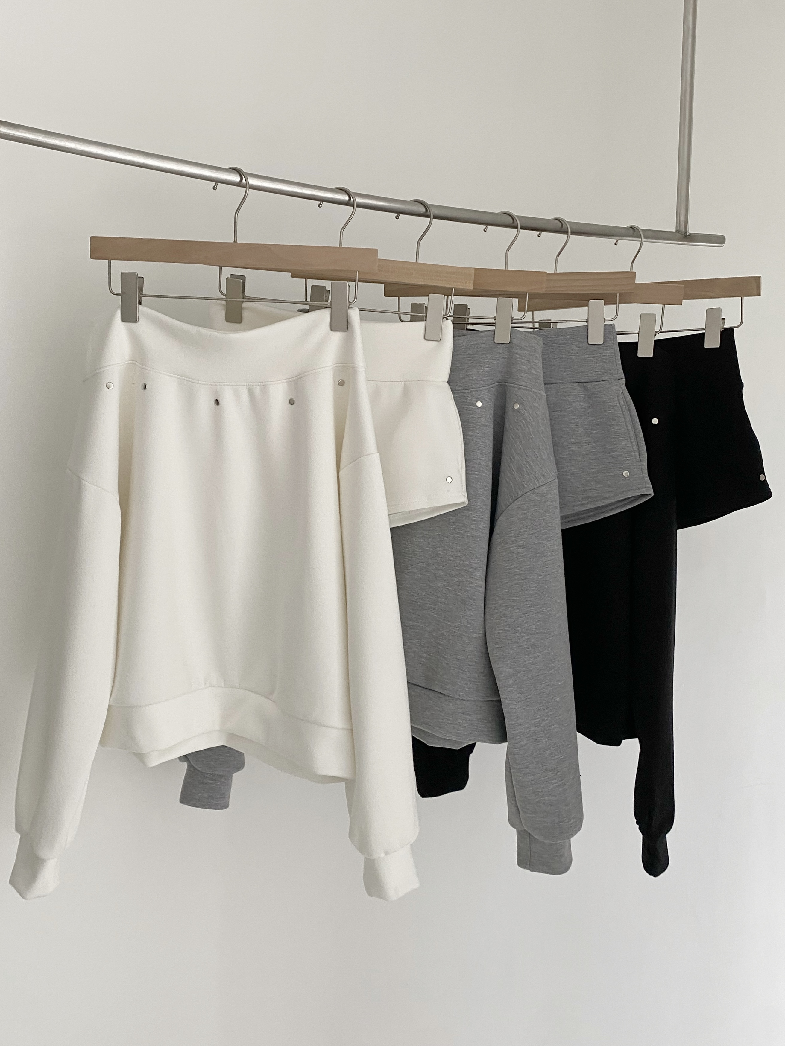 太空棉加絨一字領套裝