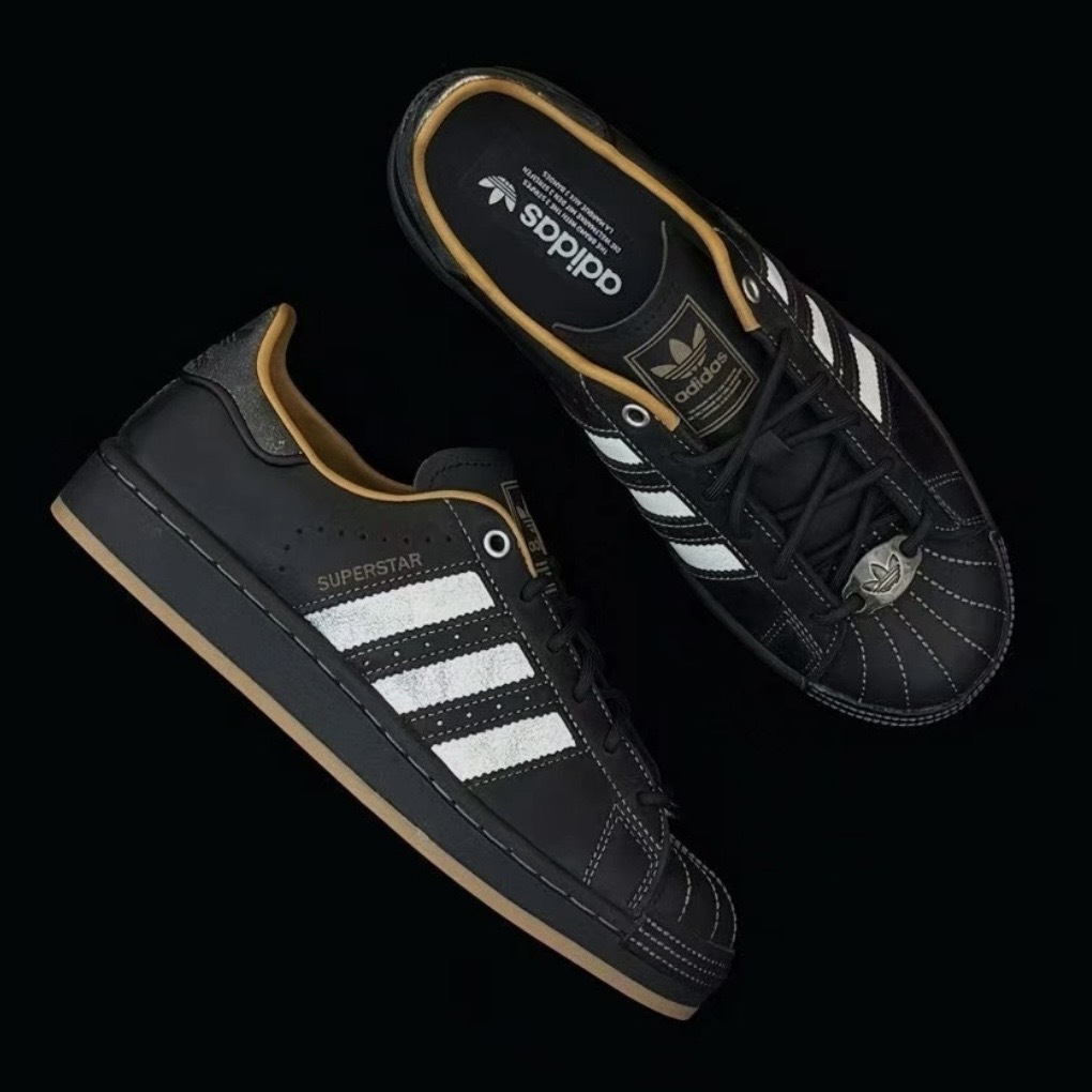 ADIDAS ORIGINALS SUPERSTAR 2 全黑 白線 皮革 做舊 復古 貝殼頭 休閒 KI6590