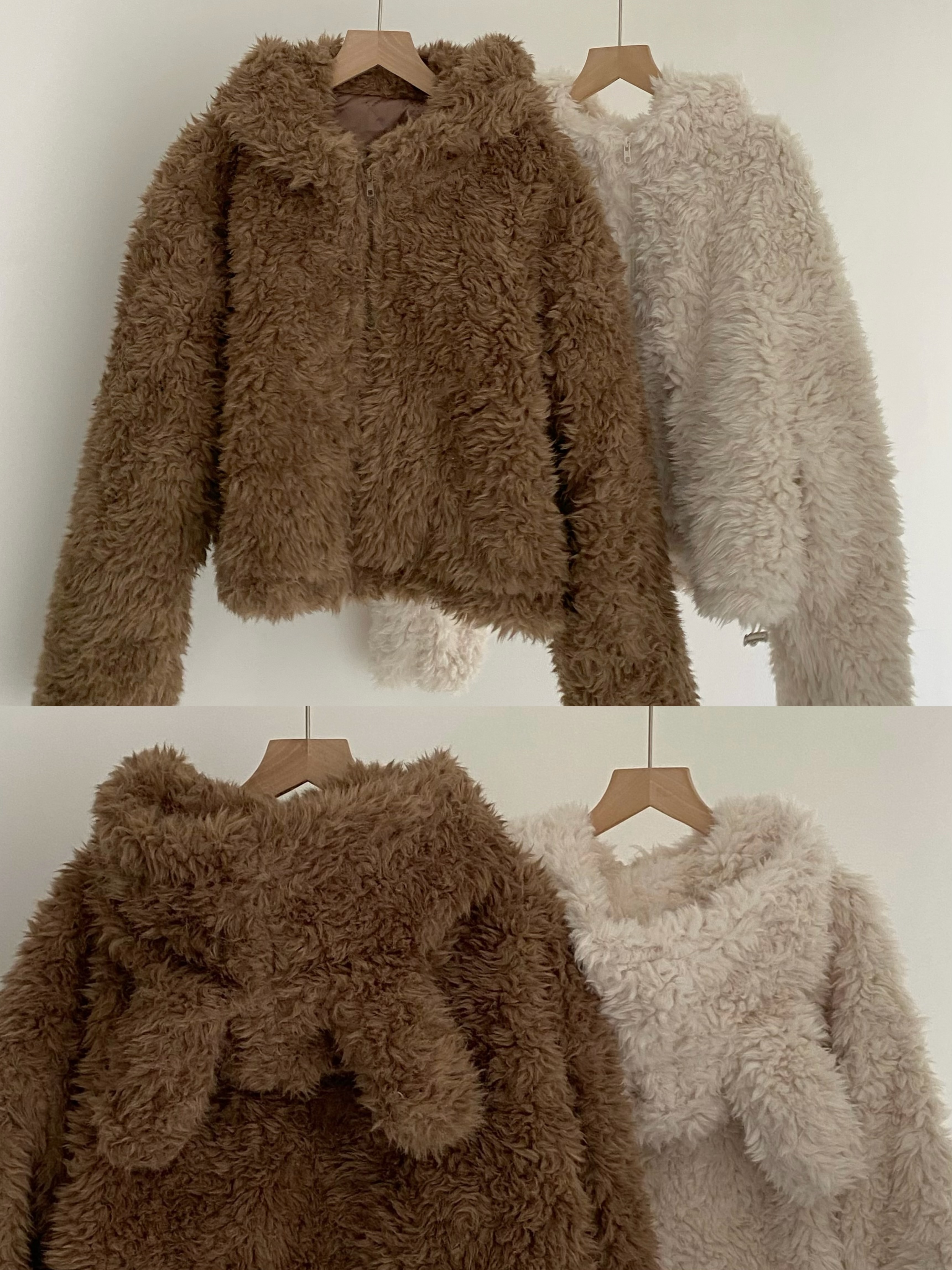 泰迪毛絨兔耳鋪棉短版外套