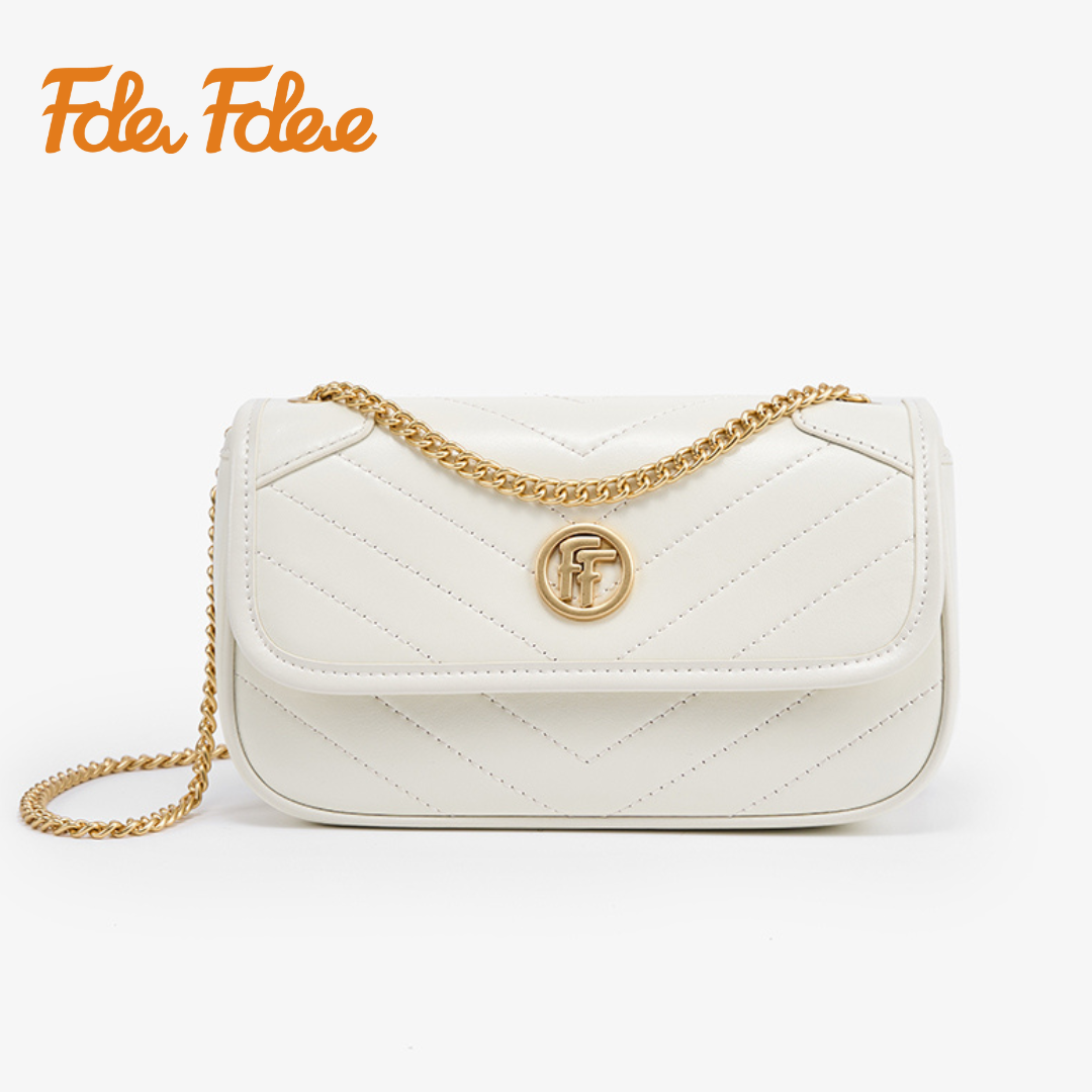 【Folli Follie 芙麗芙麗】休閒 時尚 牛皮 菱格 鏈帶 兩用包 側背包 手提 肩背