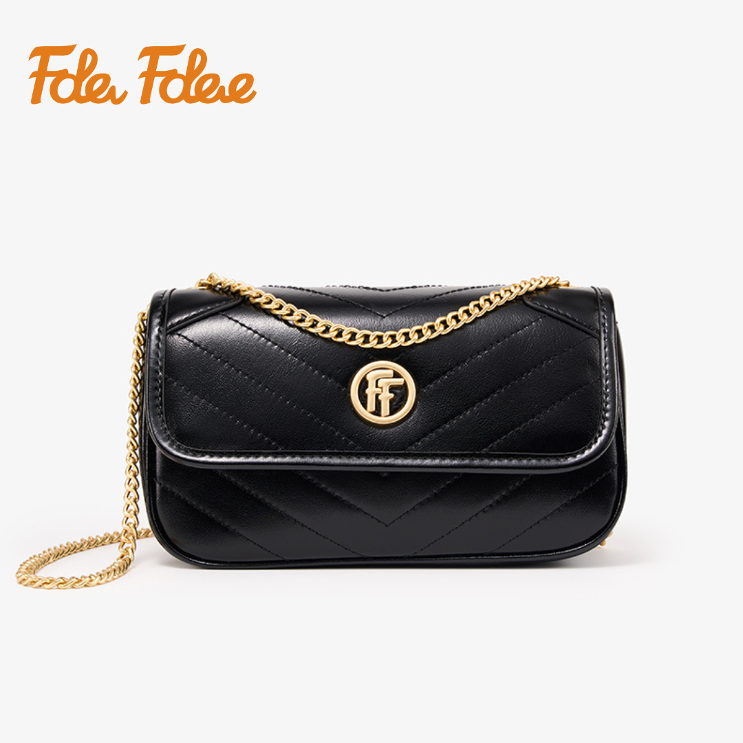 【Folli Follie 芙麗芙麗】休閒 時尚 牛皮 菱格 鏈帶 兩用包 側背包 手提 肩背