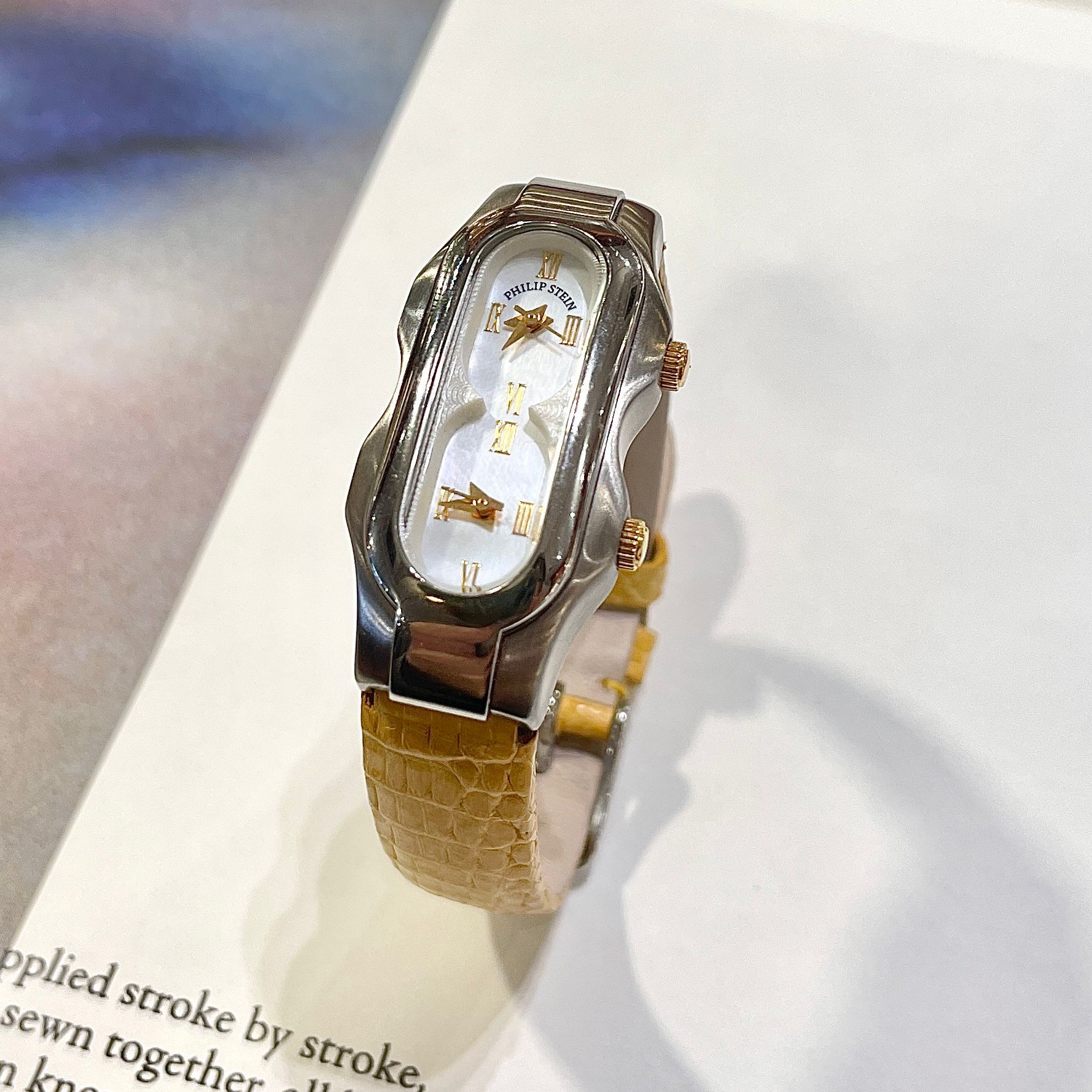 未使用品!!! 全新PHILIP STEIIN WATCH 黃色雙時區錶盤蜥蜴小號 4TF024922 #菲利普斯女士手錶  #香榭站正品