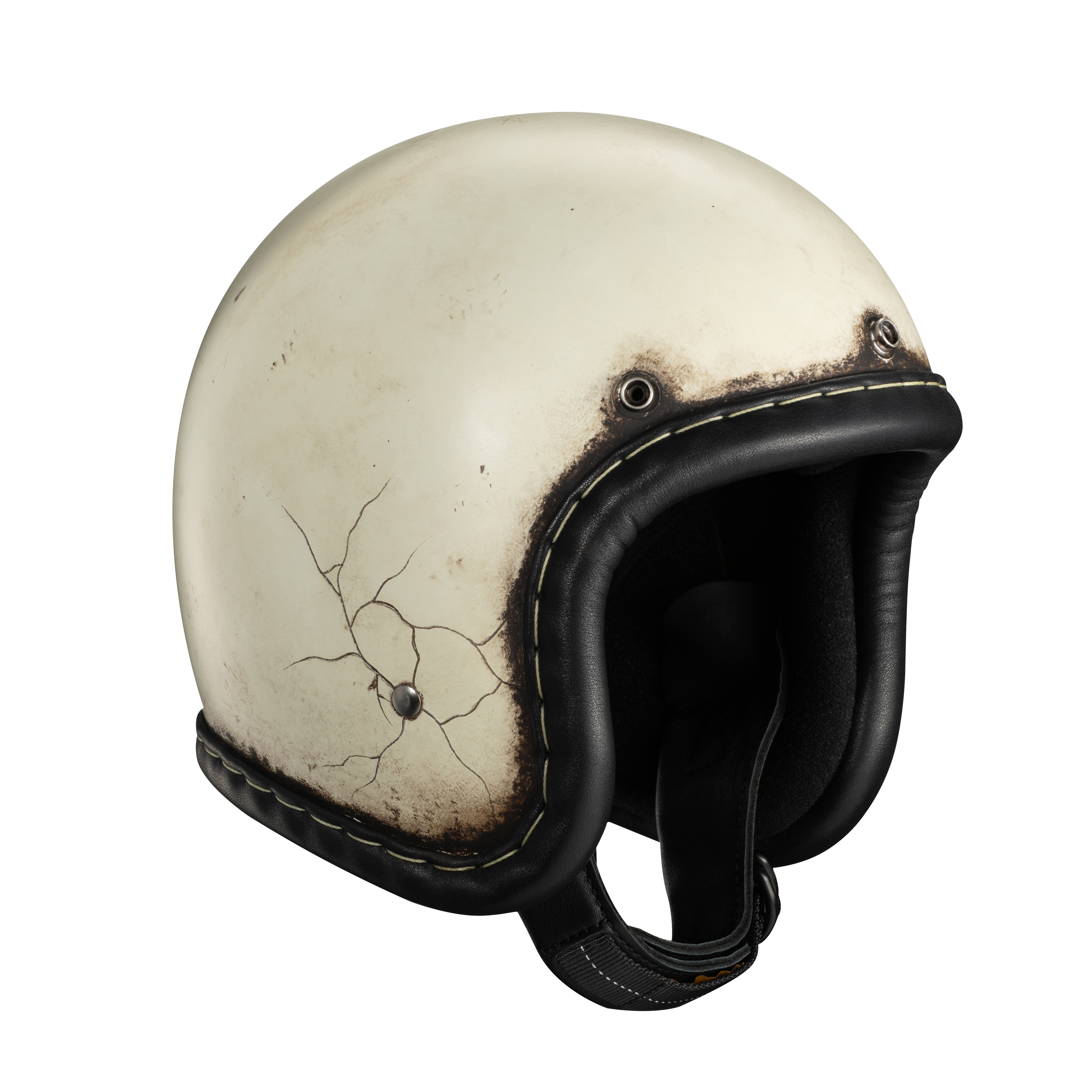 Desmo 3/4 500TX OPEN FACE HELMET 裝飾帽 皮革邊條舊化白