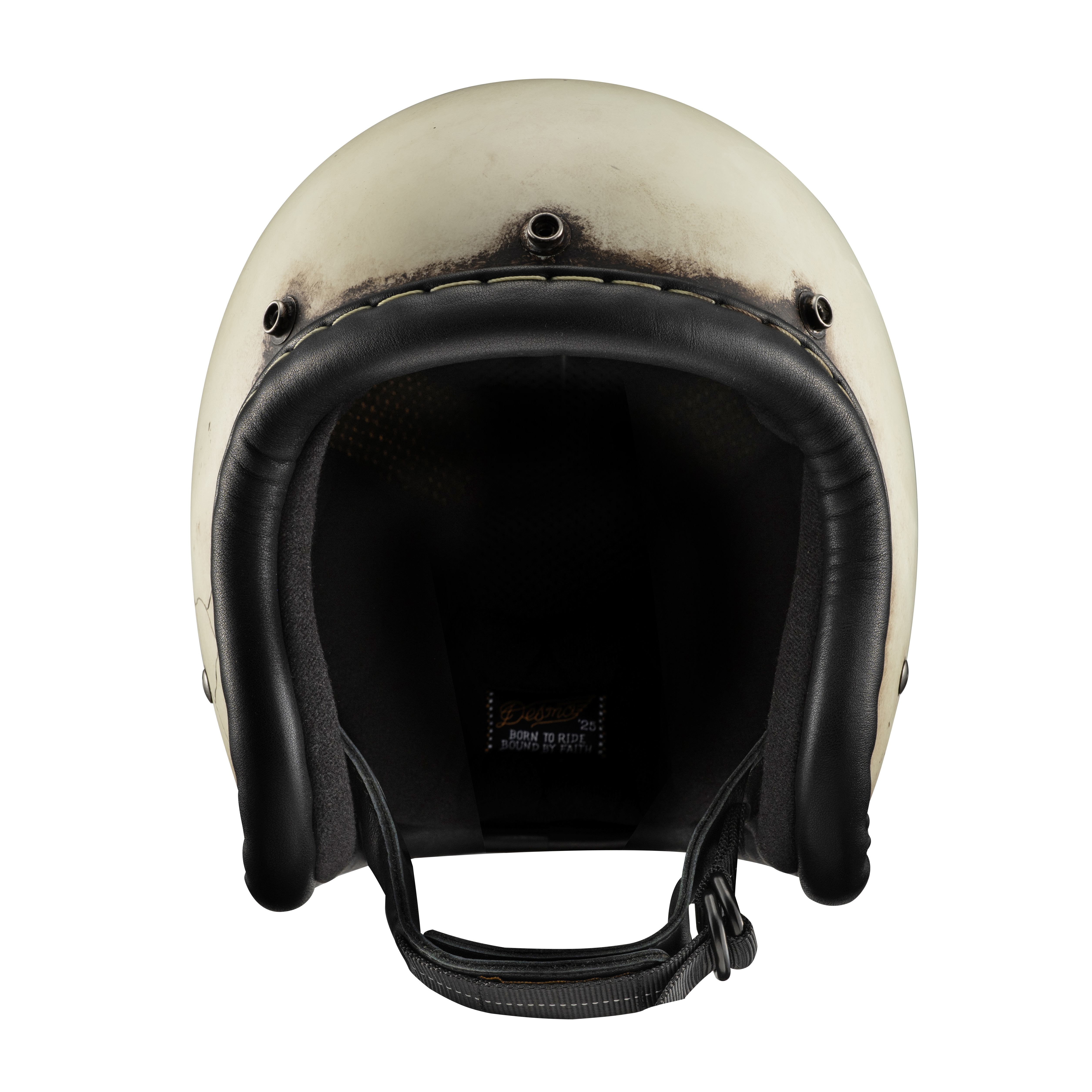 Desmo 3/4 500TX OPEN FACE HELMET 裝飾帽 皮革邊條舊化白