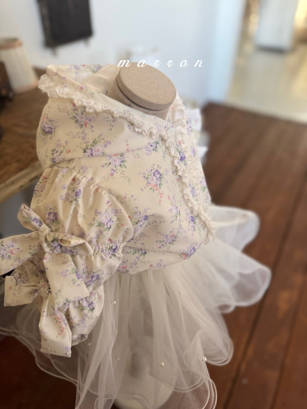 正韓春Marron 春季夢幻花朵連帽外套