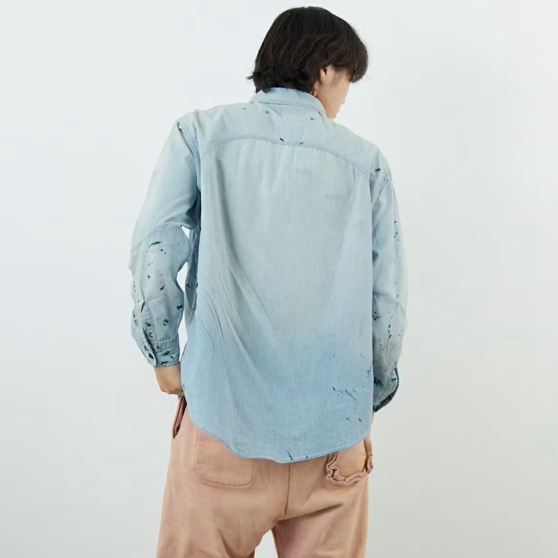 RE-STOCK: BOWWOW PAINT STAINED CHAMBRAY SHIRT VENT HOLES - PRE ORDER ITEM (預訂中)
