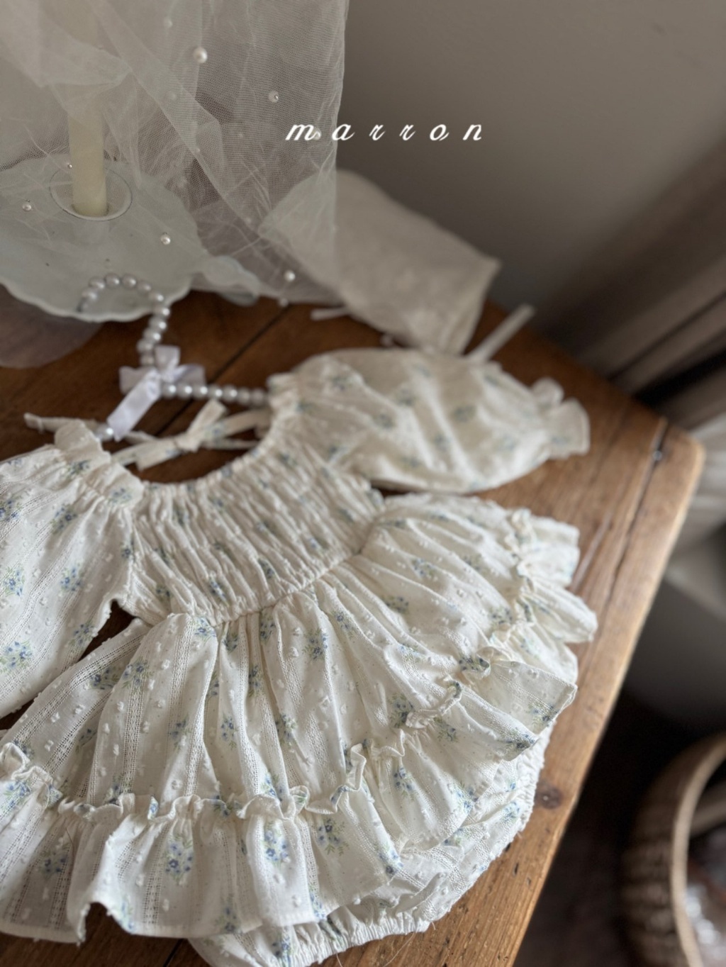 正韓春Marron 嫩嬰甜美碎花包屁裙