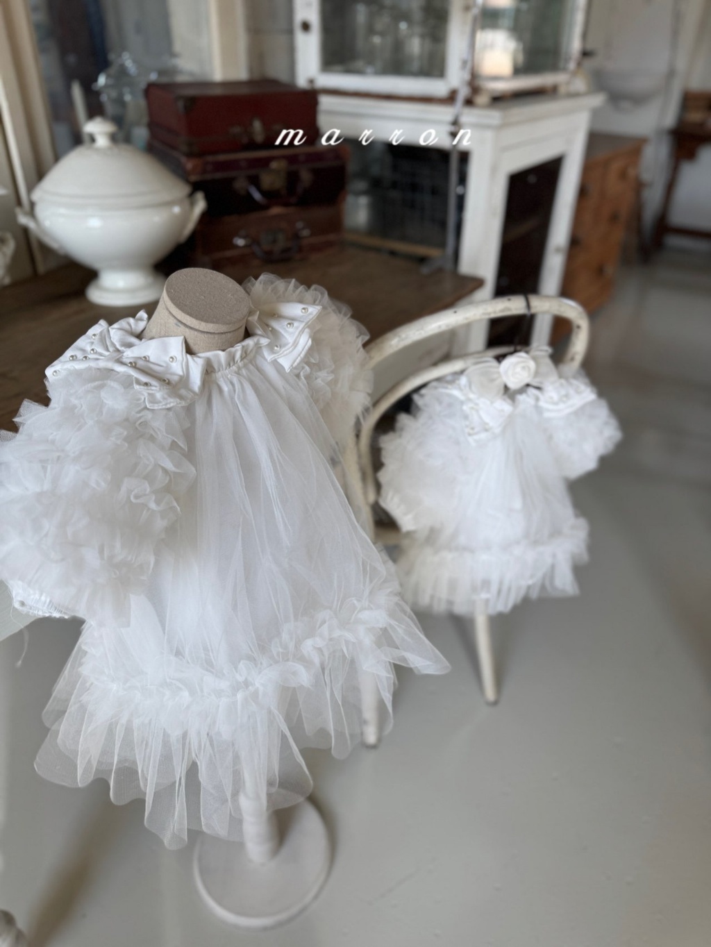 正韓春Marron 小童精緻夢幻羽毛洋裝