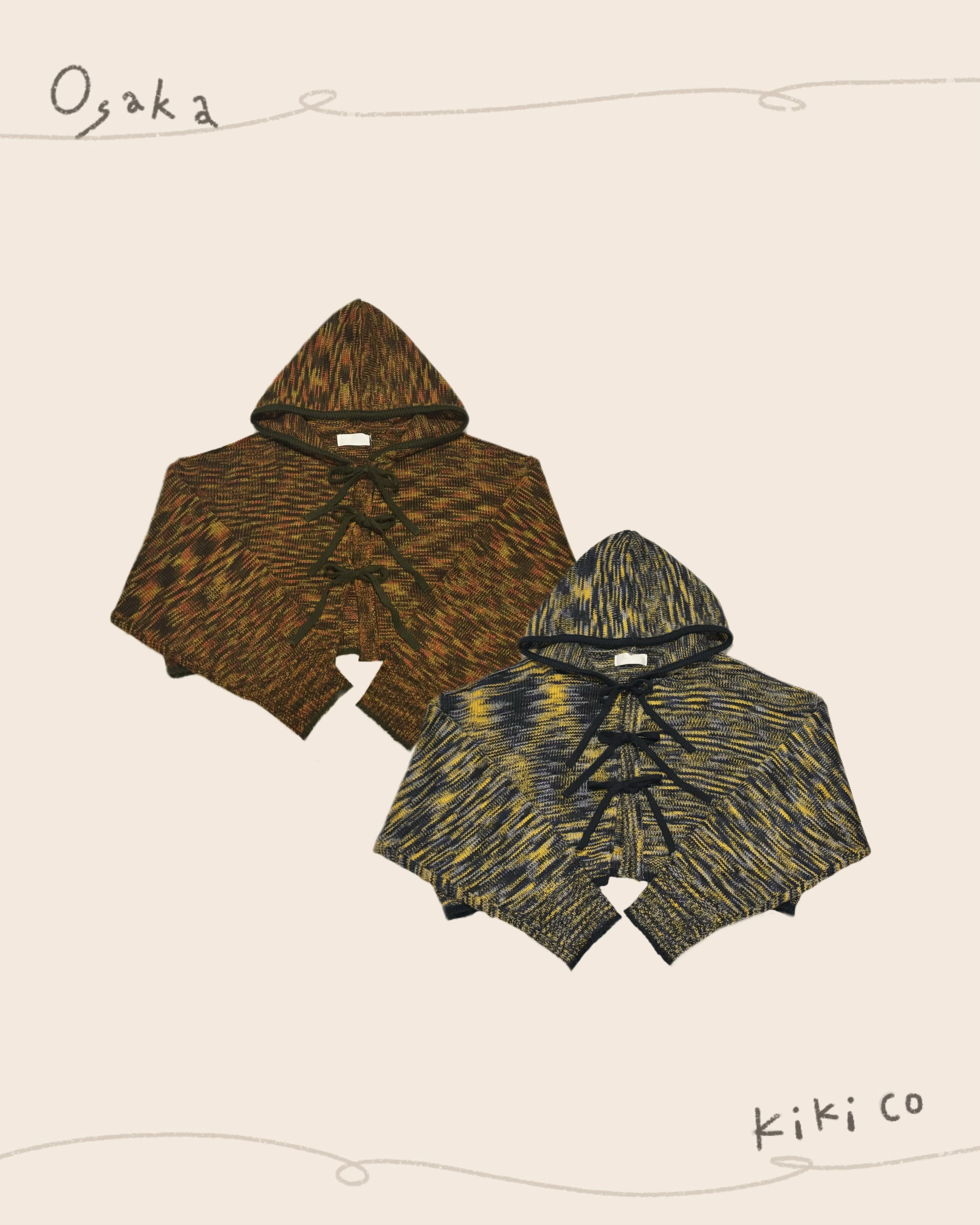 1.st 日本連帽綁結混色針織外套