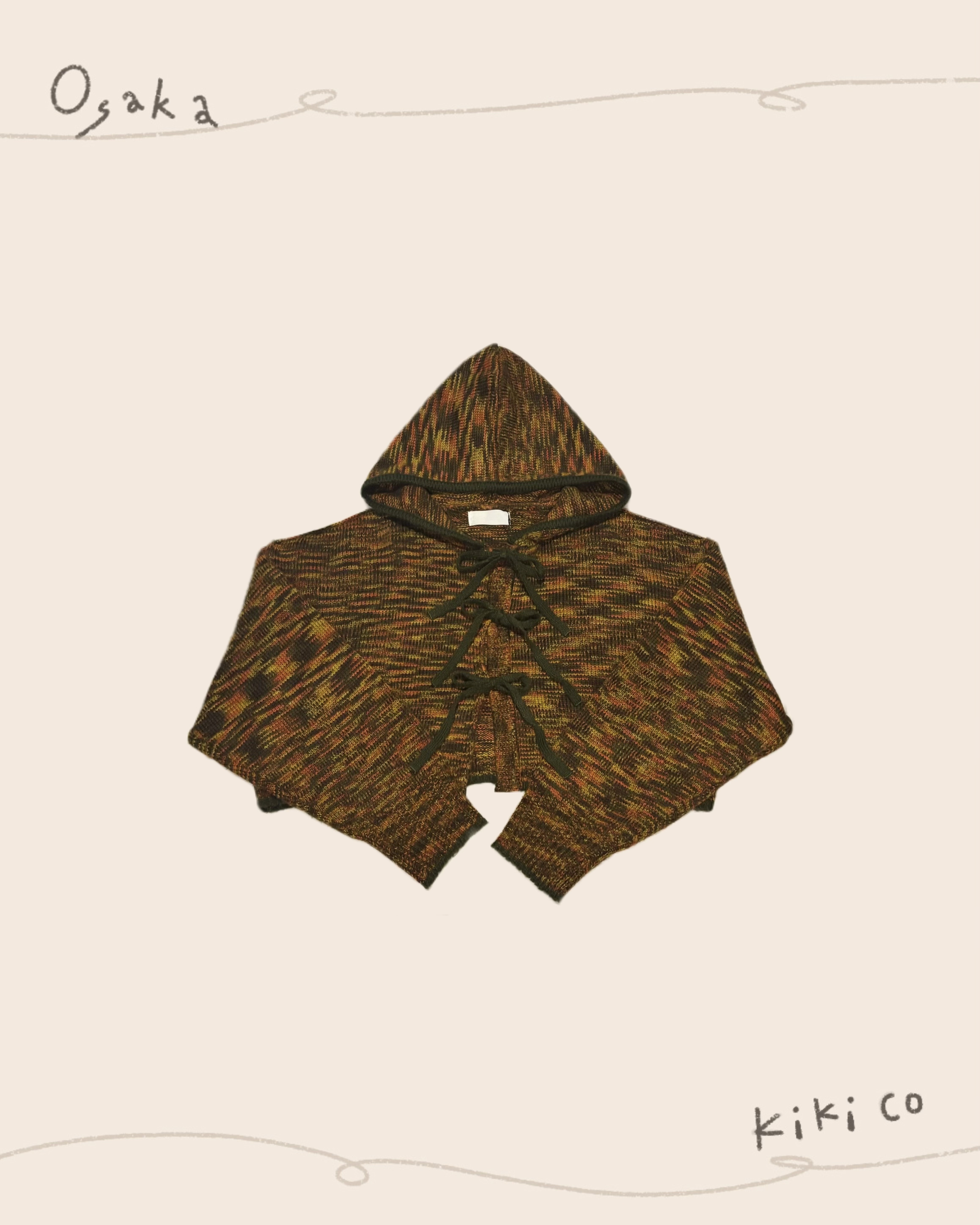 1.st 日本連帽綁結混色針織外套