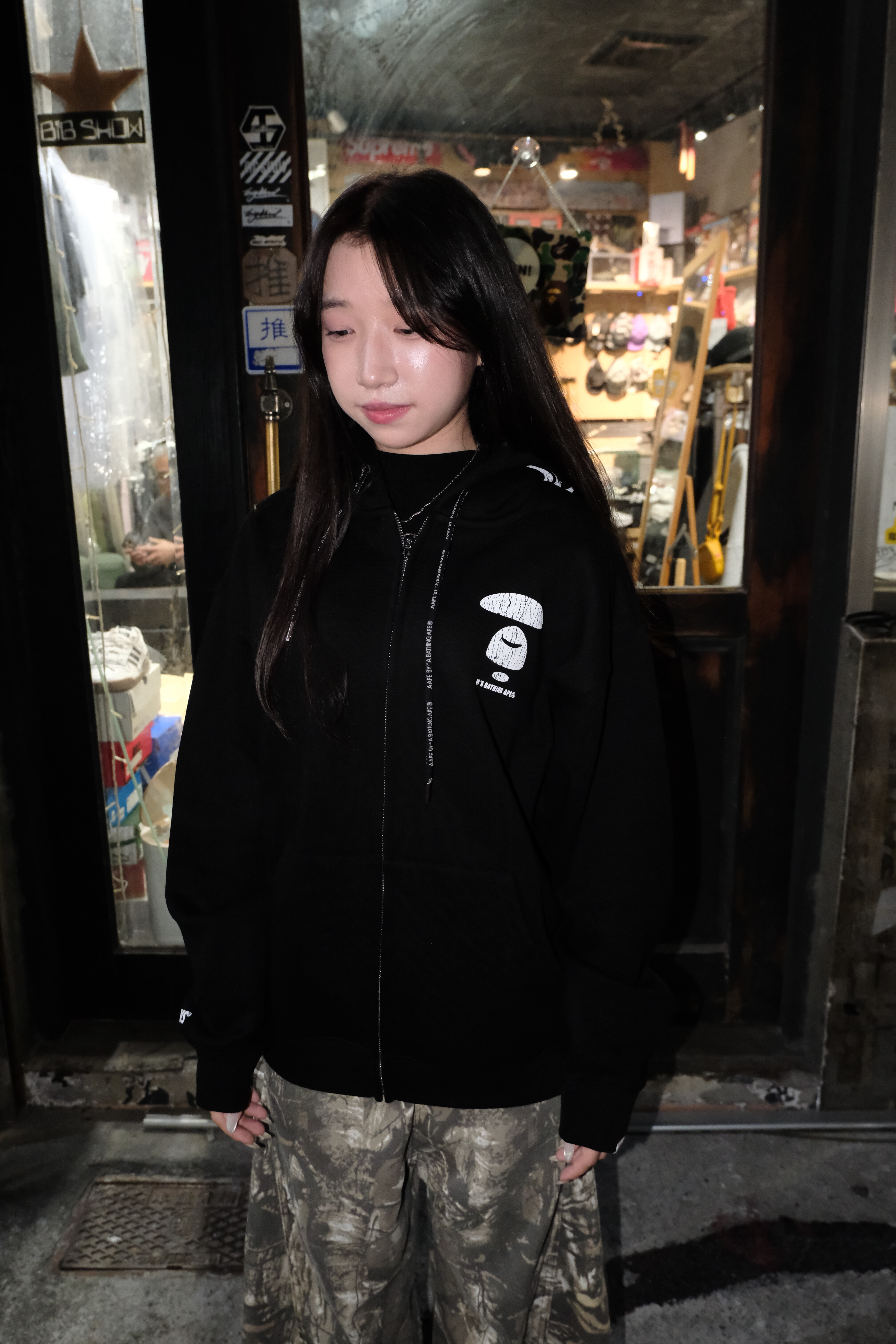 Aape FW25 裂紋猿人印花連帽外套 AAPSWMD314XXP