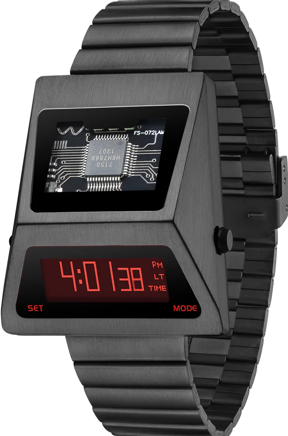 萬年鐘錶 -  Benlydesign  CYBER WATCH 科技感OLED 顯示造型電子錶 S3000GA-C-RED 錶徑45*39.9MM