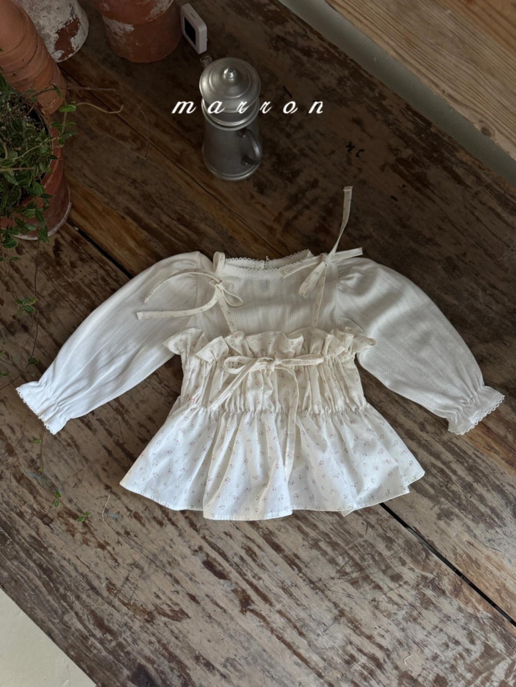 正韓春Marron 小童五色小澎袖內搭上衣