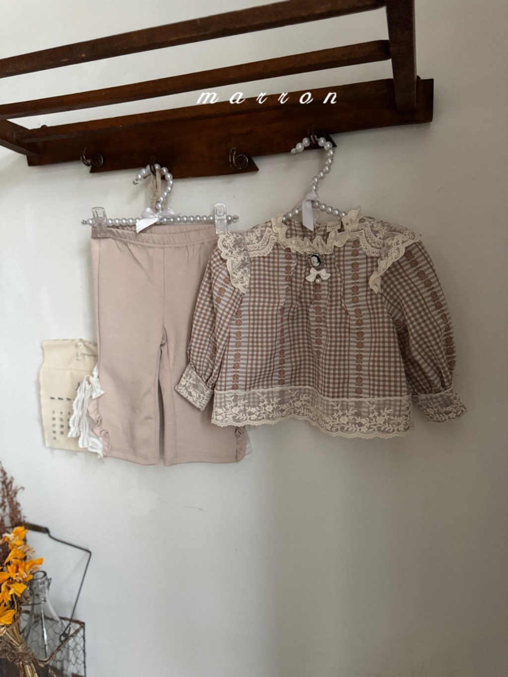 正韓春Marron 小童浮誇蝴蝶結喇叭褲