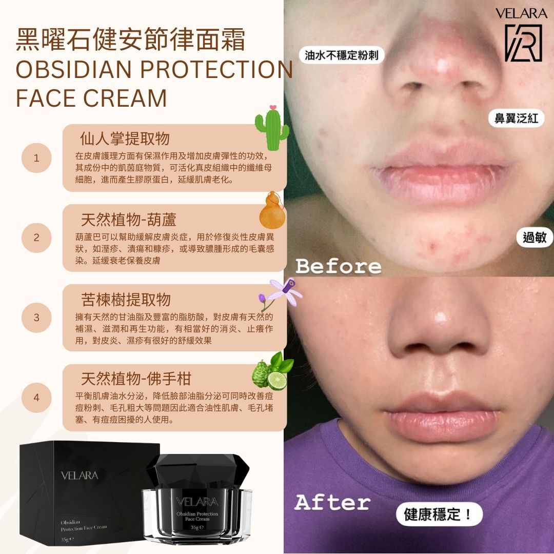 2026護膚開運Party_ VELARA Obsidian Protection Face Cream 黑曜石健安節律面霜 送 Random Mask 2片