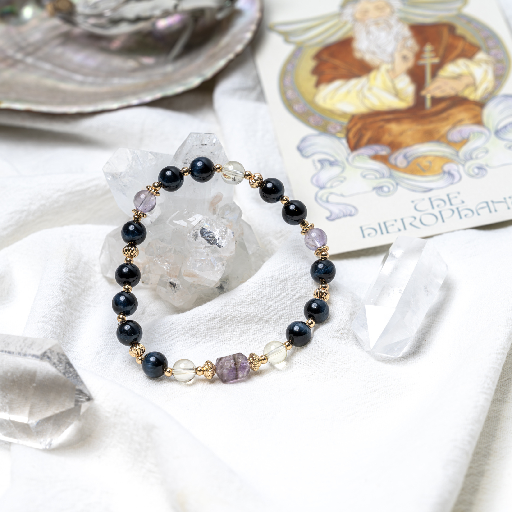 教皇之年｜智慧、貴人、溝通｜紫超七·藍電虎眼·黃水晶·紫水晶