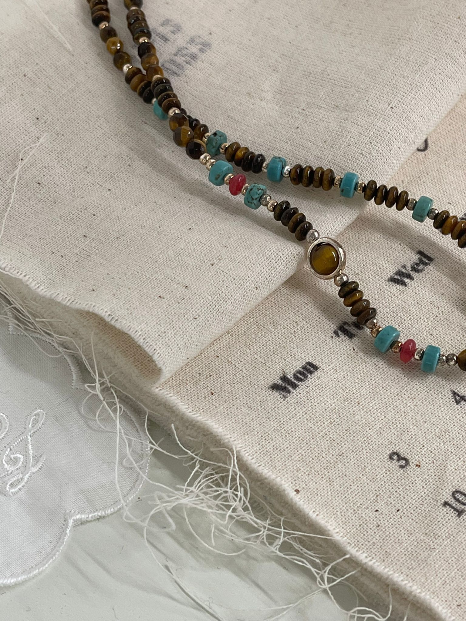 SL13003/黃虎眼綠叢石頸鏈