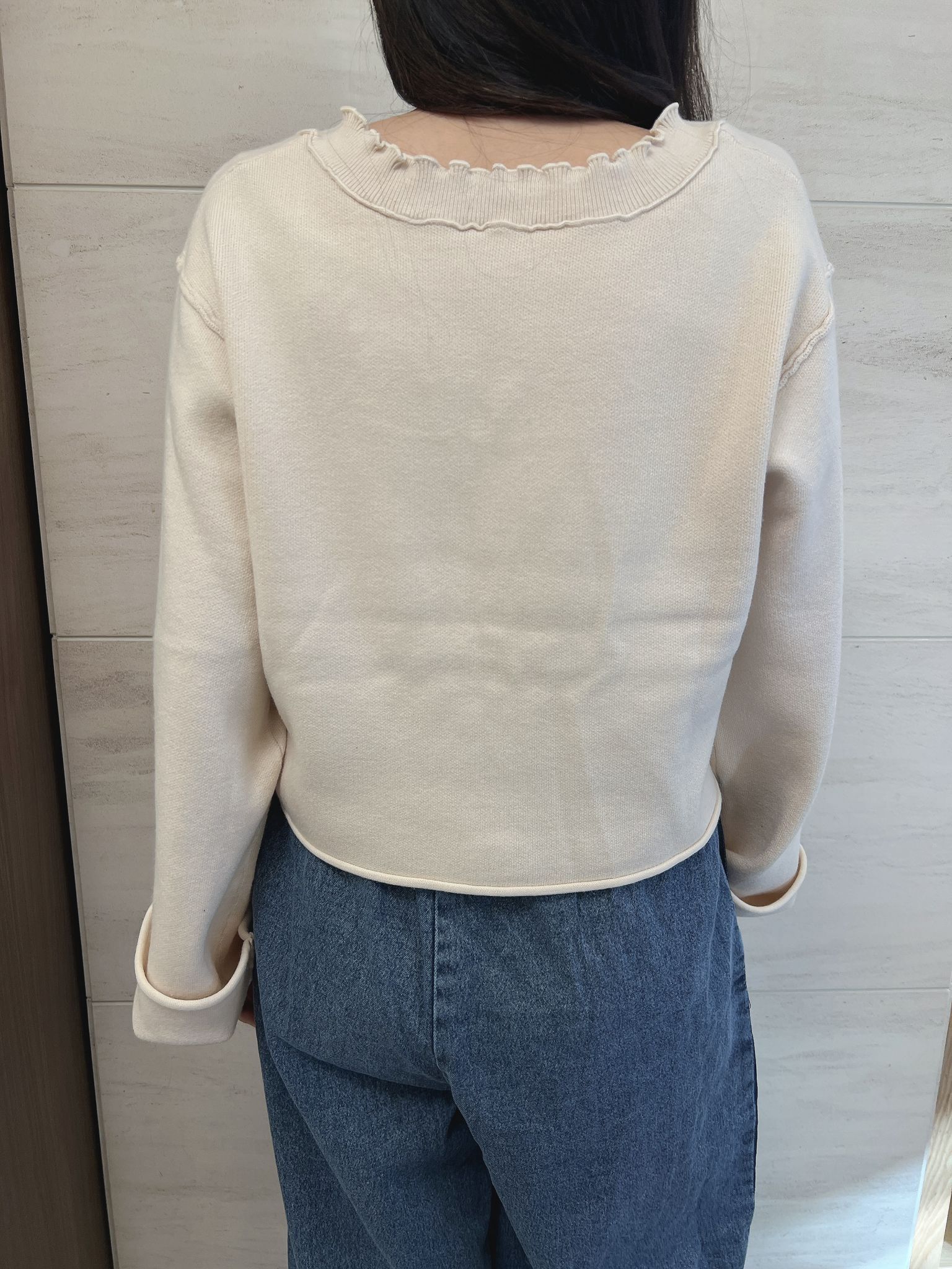 KE 方領針織開襟衫