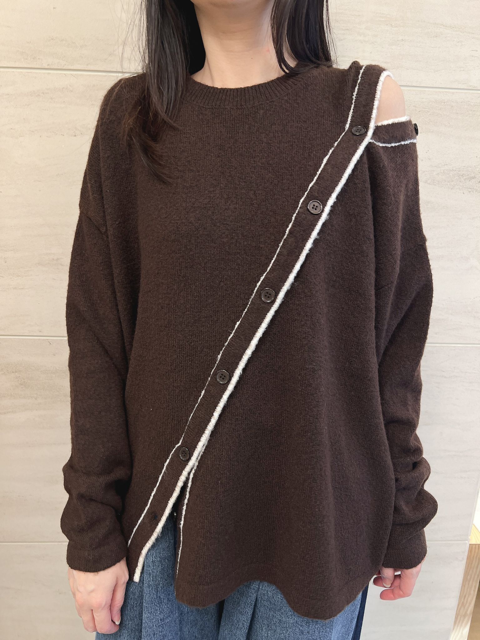 MB Knit Pullover Long Sleeve Top, Fluffy, Off-the-Shoulder,