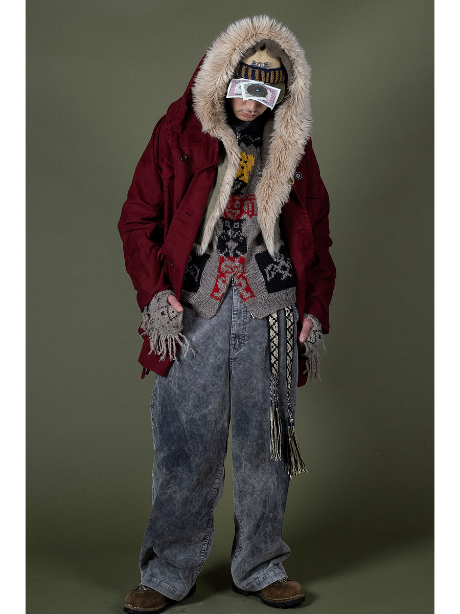 KAPITAL 14W Corduroy Boogie Dayport Baggy Pants (Dirty Dyed) - BLACK PRE ORDER ITEM (預訂中)