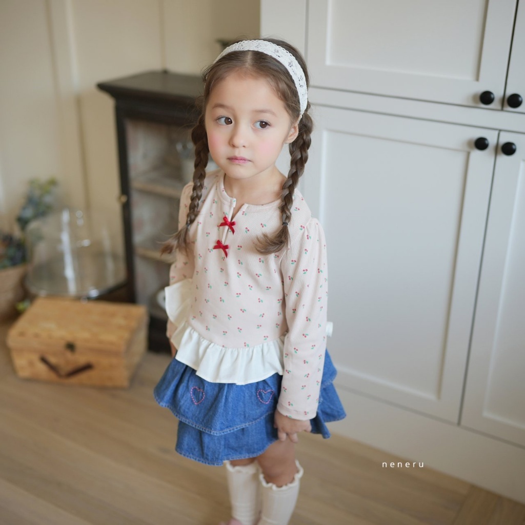 正韓春NENERU 蝴蝶結櫻桃上衣