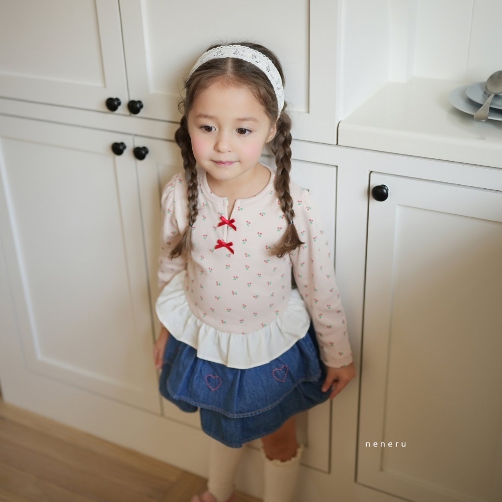 正韓春NENERU 蝴蝶結櫻桃上衣