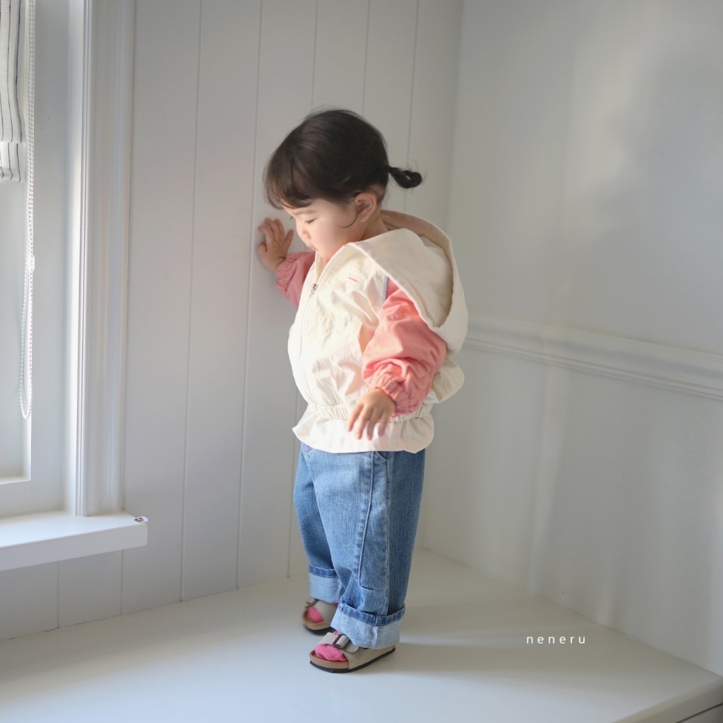 正韓春NENERU 春季粉嫩色連帽外套