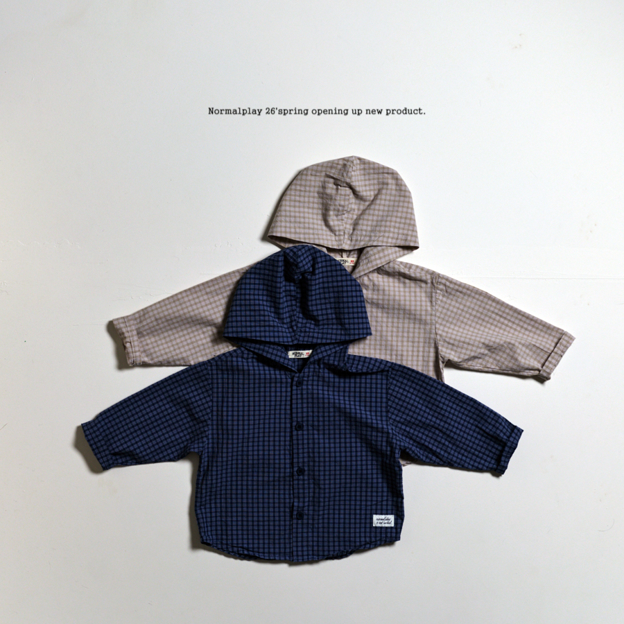 午後格紋連帽襯衫夾克