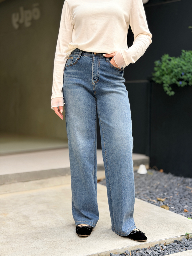 0113內刷絨牛仔寬褲(現＋預)