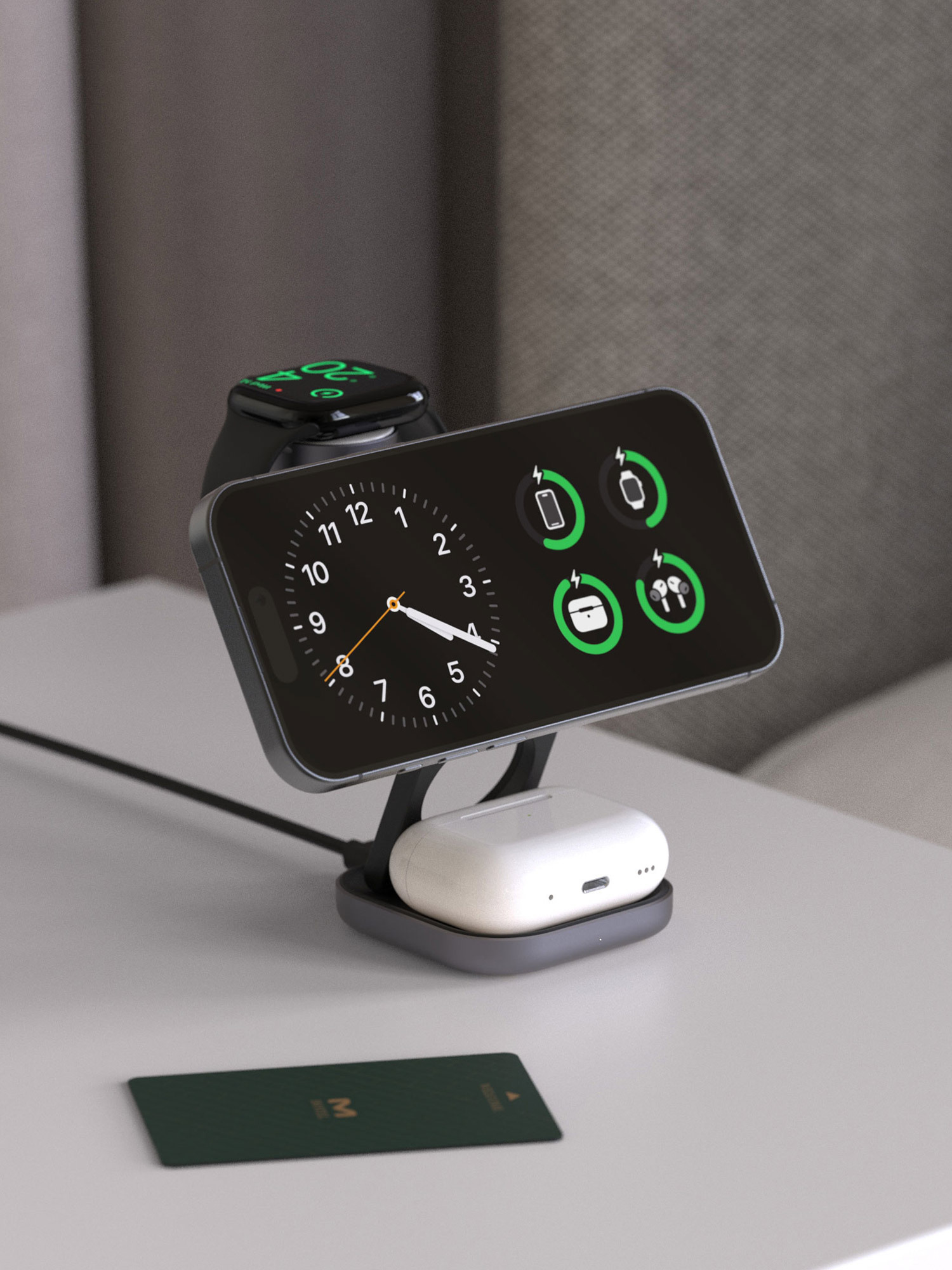 快充組合包｜MS-Z 三合一 Qi2 磁吸折疊式無線充電座