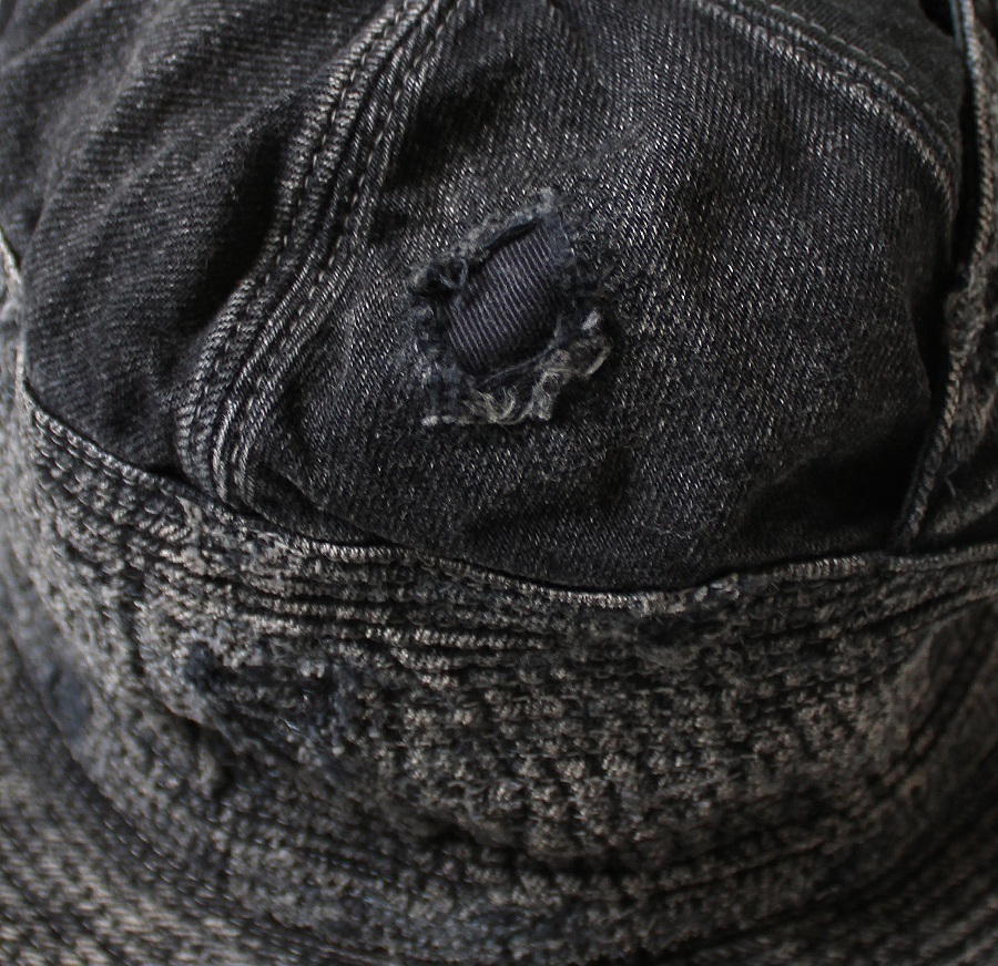 KAPITAL 11.5oz Black x Black Denim Old Man and the Sea Hat (Distressed Remake) - PRE ORDER ITEM (預訂中)