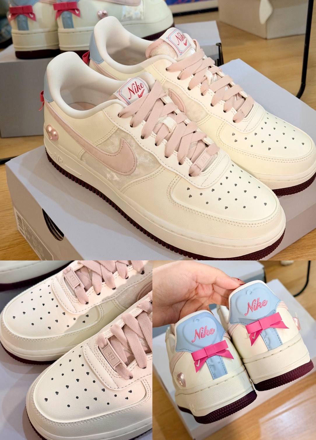 NIKE AIR FORCE 1 LOW 情人節限定 奶油櫻花粉 寶寶藍 蝴蝶結