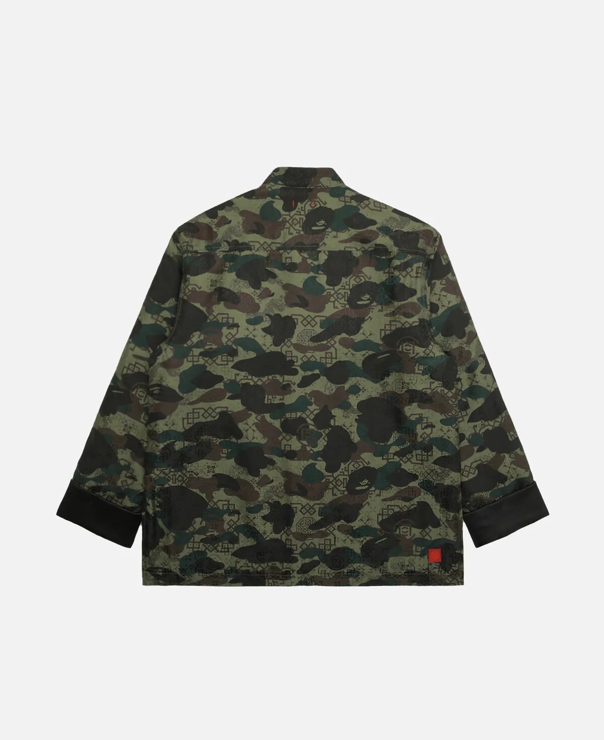 -(B7c02)-BAPE X CLOT CHINESE SILK PADDED JACKET 迷彩 聯名 凝結集團 陳冠希 唐裝 外套 綠-001LJL731912C