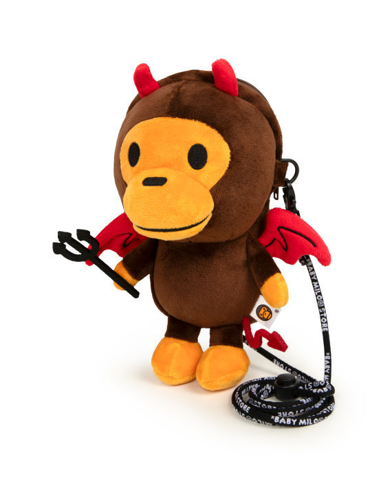 A BATHING APE BAPE BABY MILO SHOULDER BAGS PLUSH MOBILE BAG 手機包 惡魔造型 -0MXBGW4404XXP