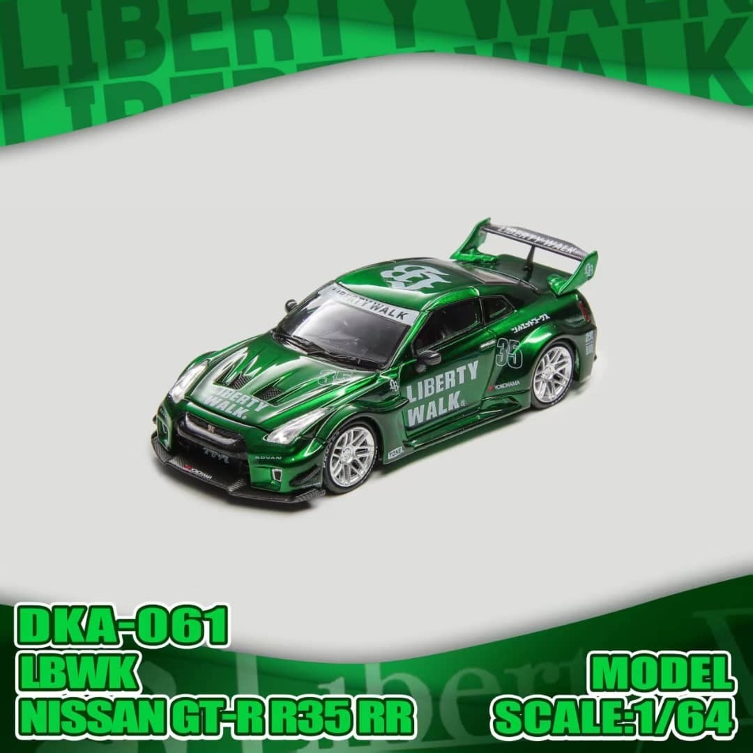 PO-$200 * DEMON KING AUTO * 1:64 NISSAN GT-R R35 LBWK GREEN LBWK LIVERY
