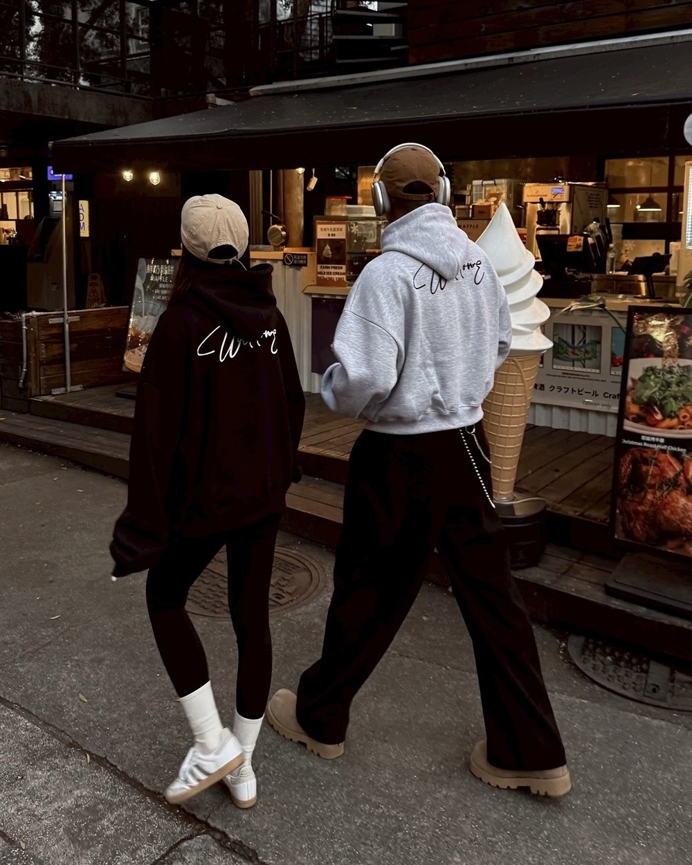 BOXY 寬短 草寫 英文 刷毛 重磅 連帽 長袖 帽T