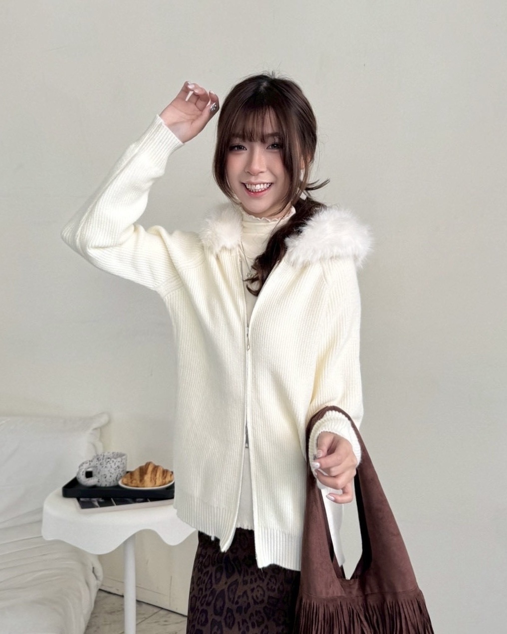 必買針織毛毛連帽外套-0877/3715