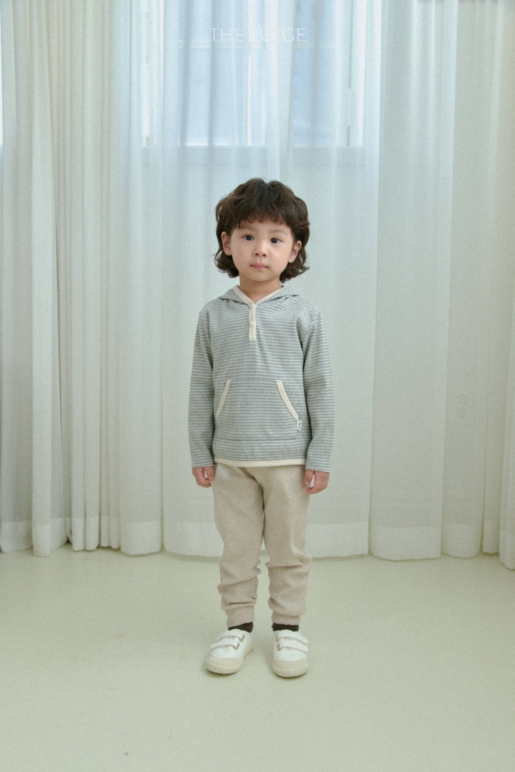 正韓春Thebeige 三色小可愛連帽條紋上衣