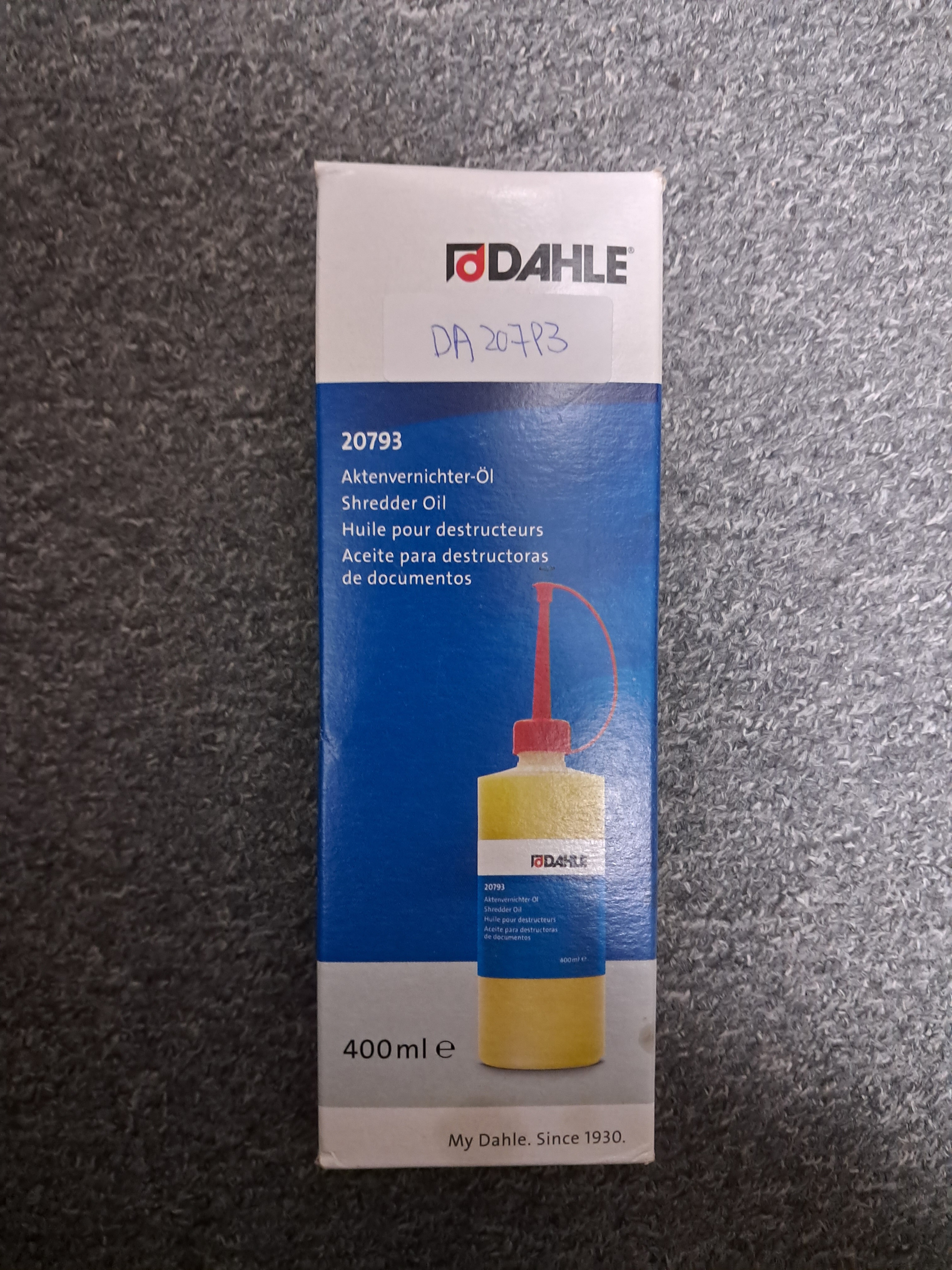 DAHLE Shredder Oil 400ML(Order no: 20793)碎紙機原裝機油(適用於DAHLE碎紙機)