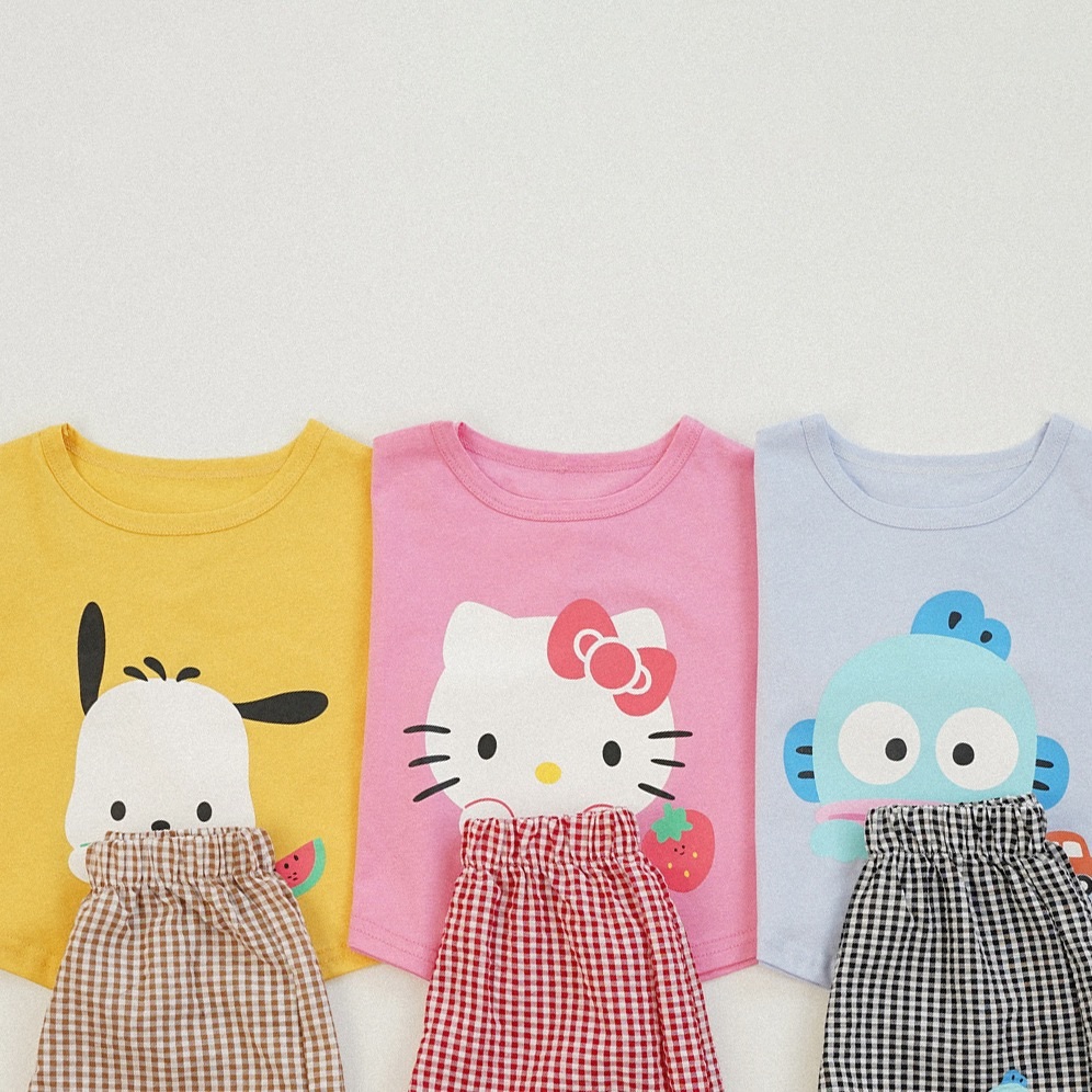 三色日系格子褲套裝