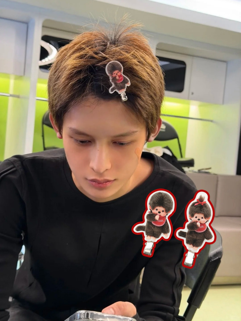 #預購 🇯🇵日本 趙雨凡同款 蒙奇奇 壓克力造型瀏海夾 兩入組 髮夾