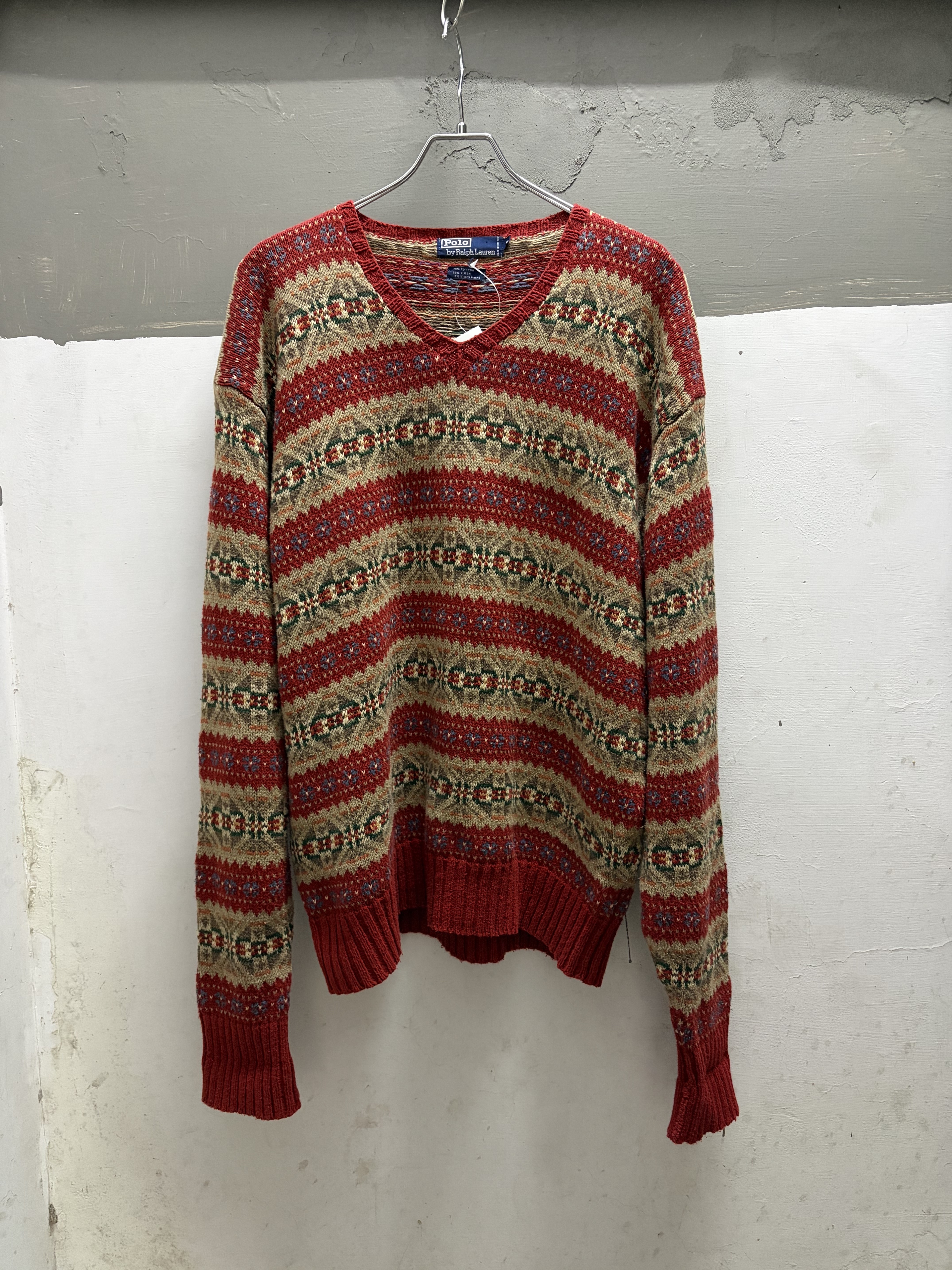 90’s Polo Ralph Lauren Cotton x Linen Native Pattern Sweater