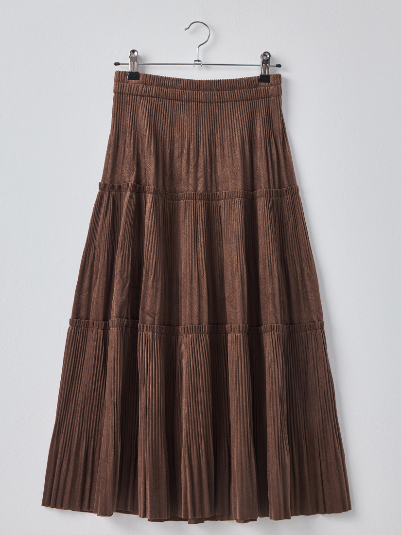 優雅光澤壓褶紋理絨感長裙