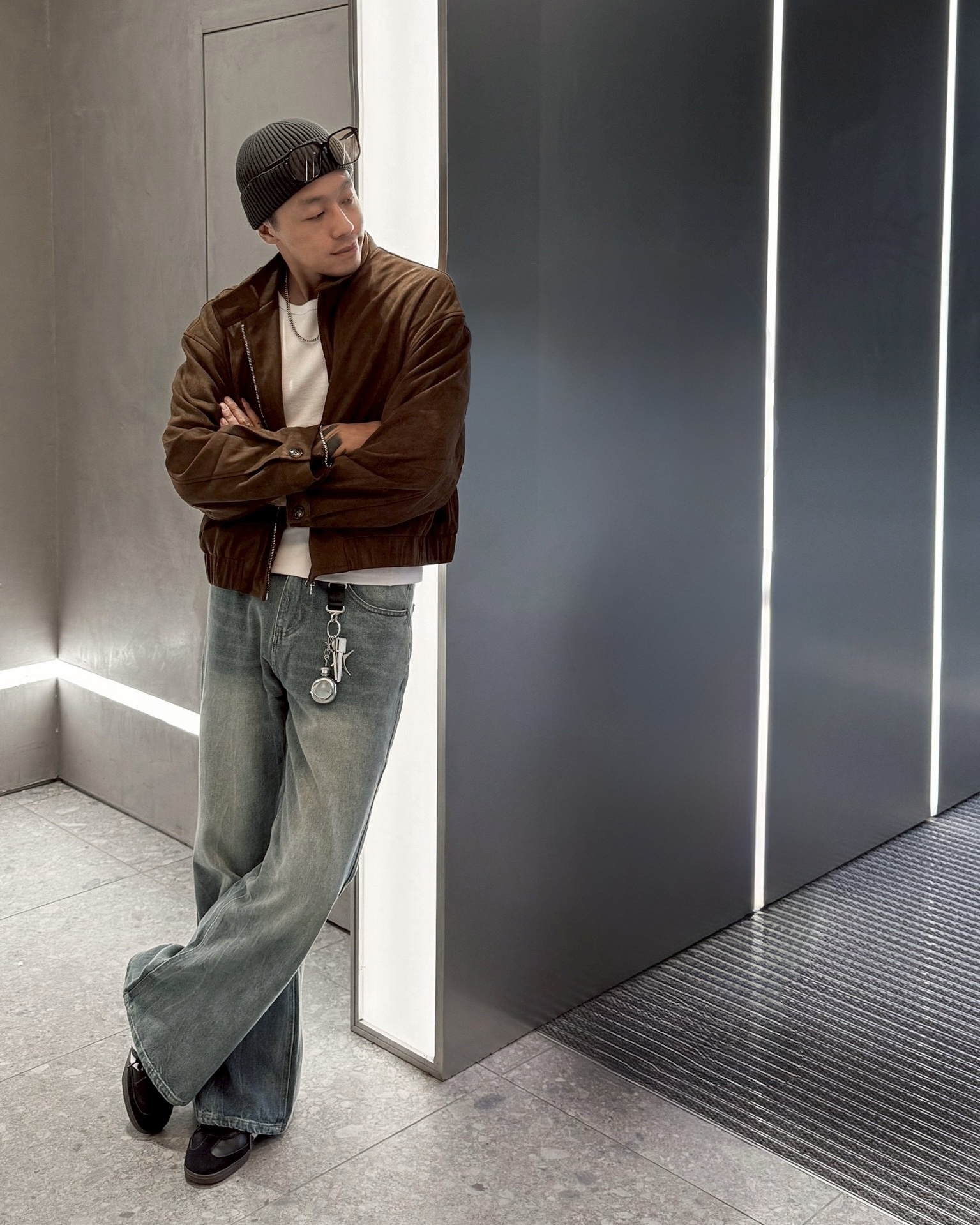 短版 2色 麂皮 立領 外套