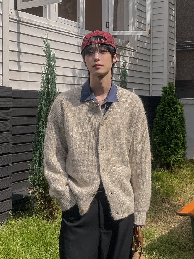 (韓國限時特價)Hachi 羊毛圓領針織開襟衫