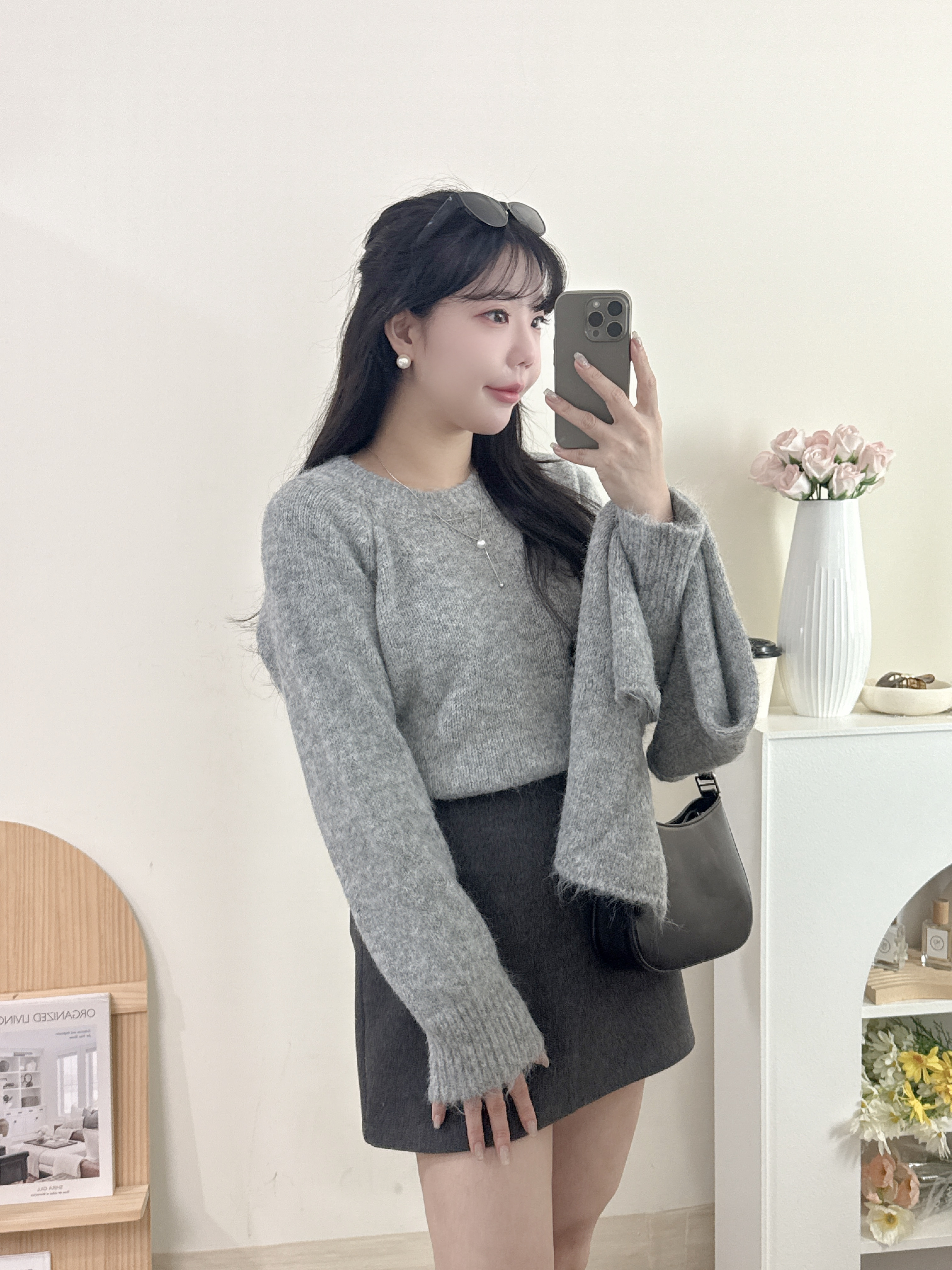 送圍巾）妳的日常圓領素色舒服針織 3色